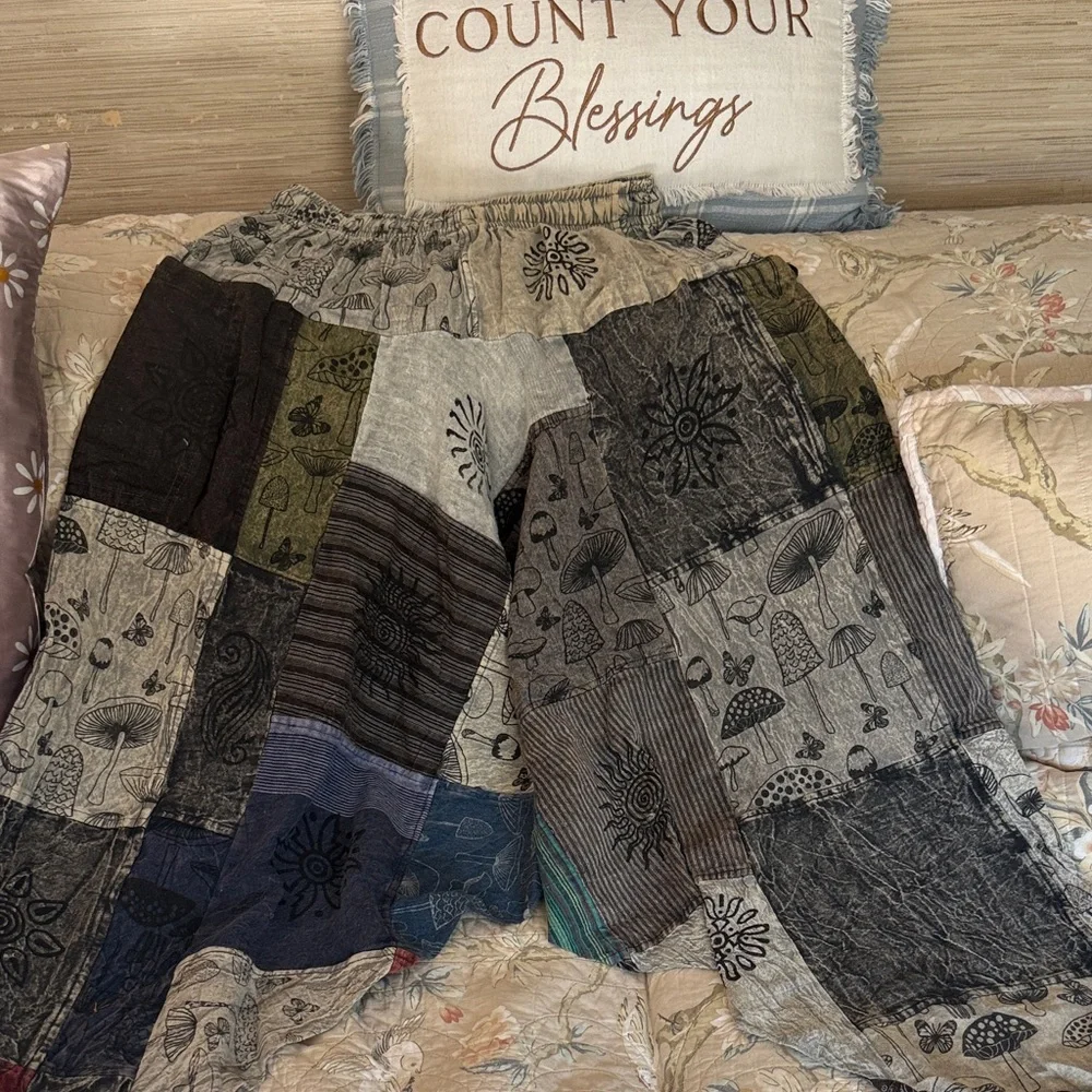 Patchwork Bohemian Harem Pants NWOT - Picture 3 of 16